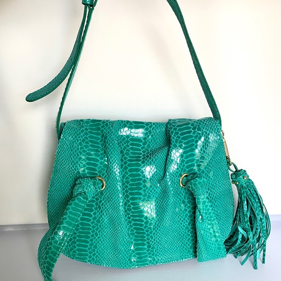 CHI BY CARLOS FALCHI Sea Green Snake Print Bag - Picture 7 of 7